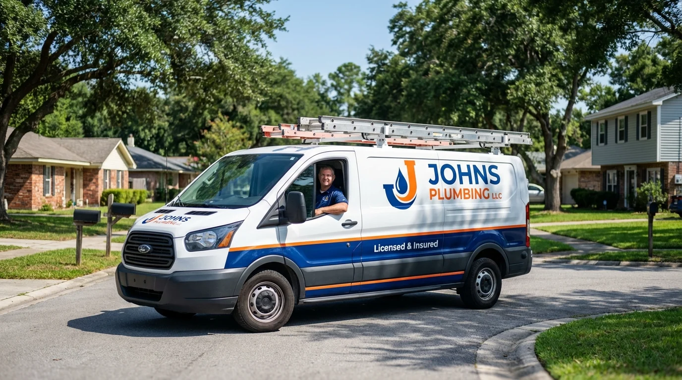 Johns Plumbing LLC service van in Glenmora, LA