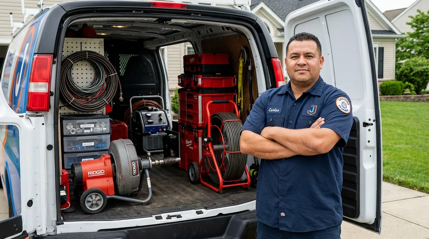 Professional drain cleaning equipment and Johns Plumbing LLC plumber in Glenmora