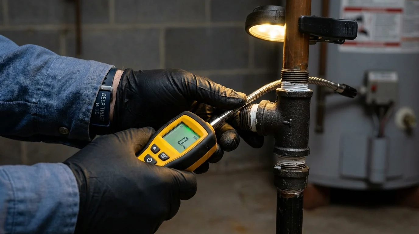 Gas leak detection with electronic sniffer by Johns Plumbing LLC in Glenmora