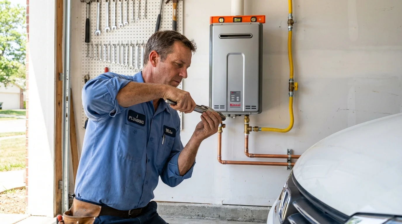 Tankless water heater installation by a Johns Plumbing LLC plumber in Glenmora